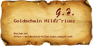 Goldschein Hiláriusz névjegykártya
